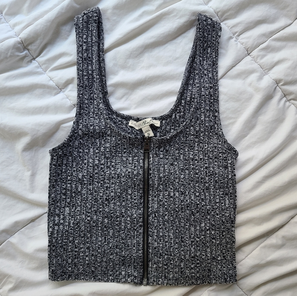 Express Gray Ribbed Sweater Crop Top